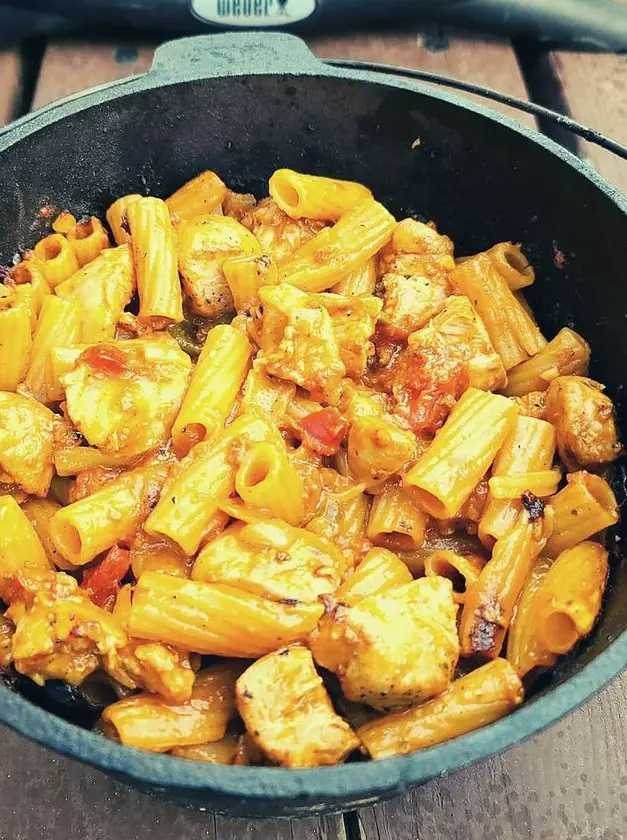 Dutch Oven Chicken with Pasta & Cheese