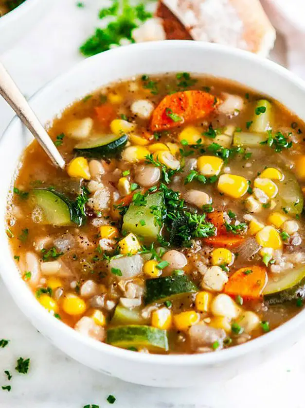 Summer Corn Zucchini White Bean Soup