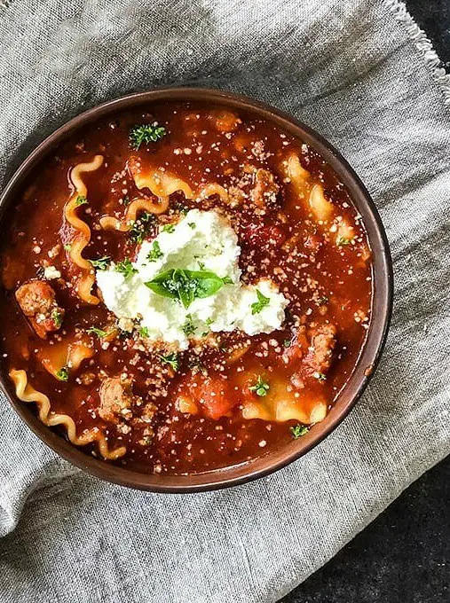 One Pot Turkey Lasagna Soup