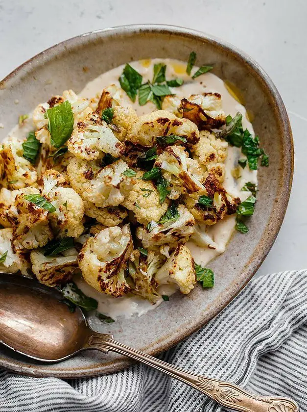 Roasted Cauliflower with Tahini and Mint