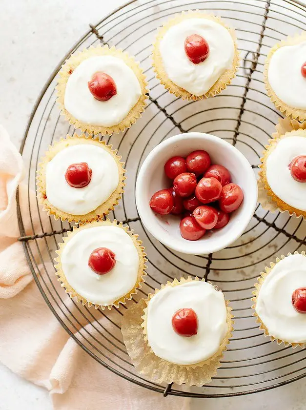 Vanilla Cupcakes with Cherry Filling