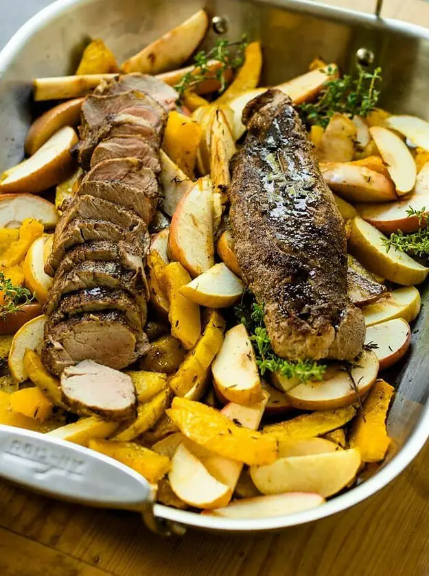 Roasted Pork Tenderloin with Apples and Squash