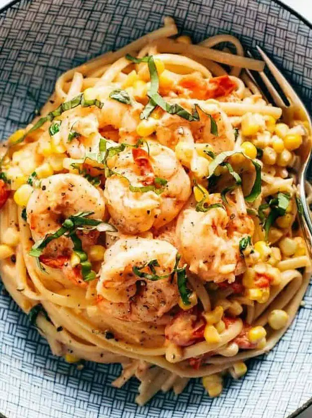 Creamy Shrimp Pasta with Corn and Tomatoes