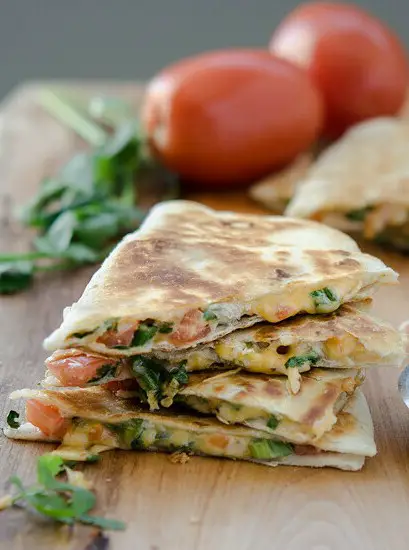 Tomato and Cheese Quesadilla with Pickled Jalopeño