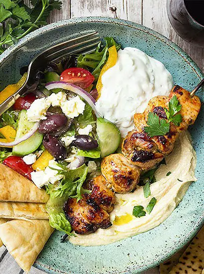 Chicken Souvlaki Hummus Bowl