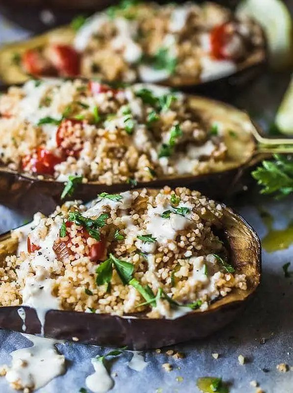 Couscous Stuffed Eggplant