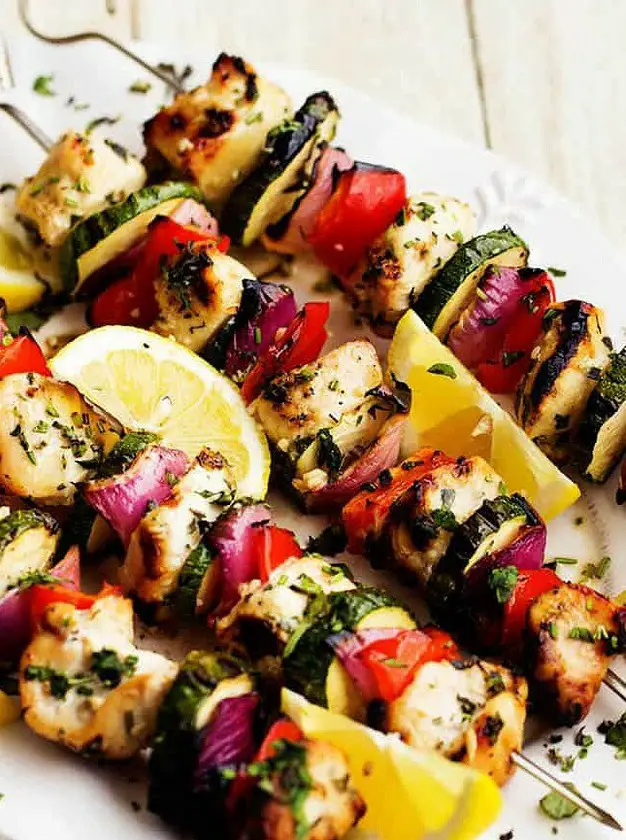 Herbed Lemon Garlic Chicken Skewers