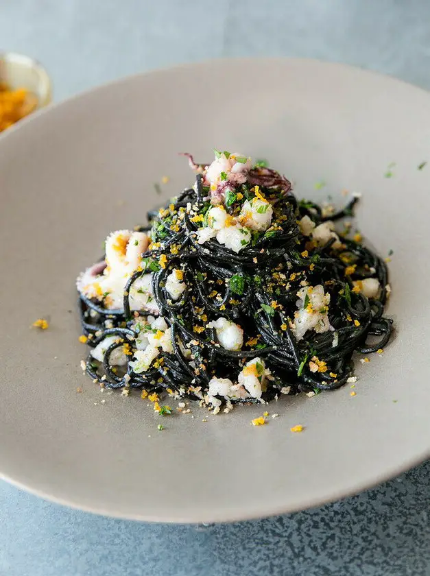 Black Ink Pasta with Rock Shrimp & Bottarga