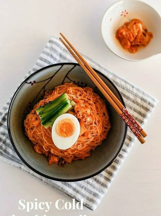 Spicy Cold Kimchi Noodles