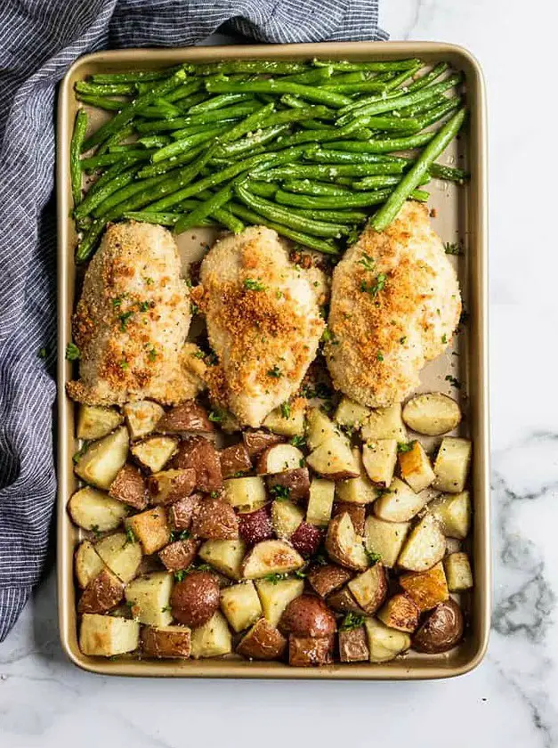 Parmesan Crusted Chicken Sheet Pan Dinner