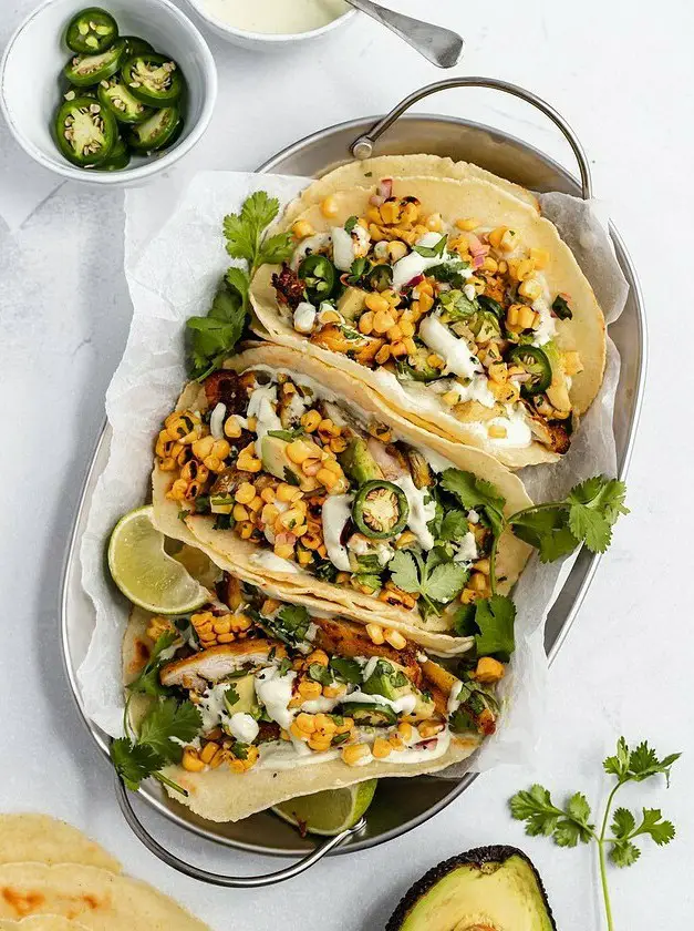 Crazy Good Street Corn Chicken Tacos