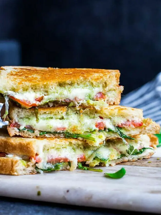 Grilled Goat Cheese Sandwich with Pesto and Arugula