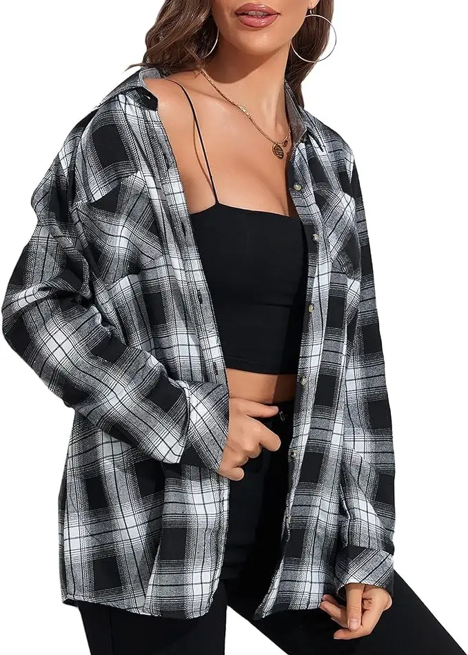 PLAID BUTTON UP + BLACK BRALETTE + LEGGINGS