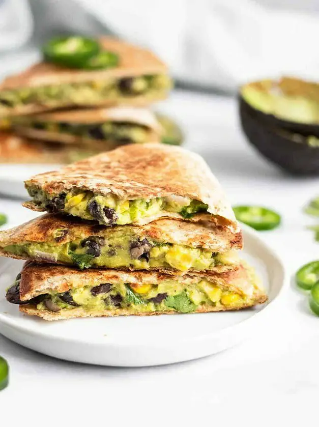 Vegan Quesadillas with Black Beans and Avocado