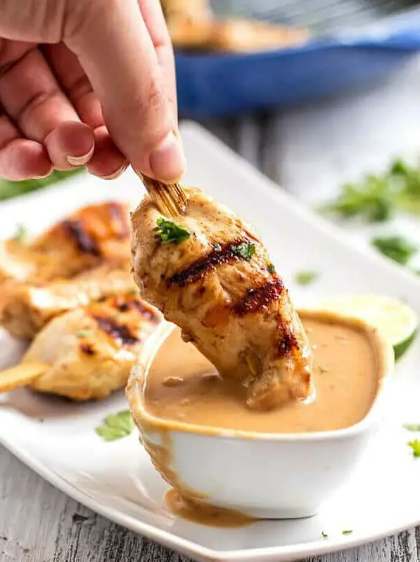 Chicken Skewers with Satay Style Peanut Sauce