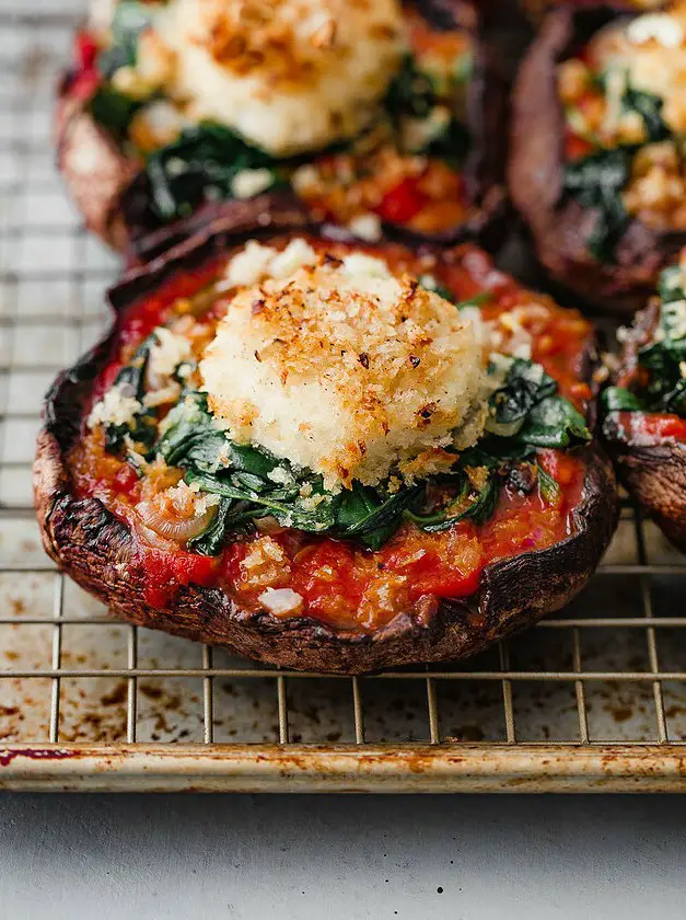 Stuffed Portobello Mushrooms with Crispy Goat Cheese