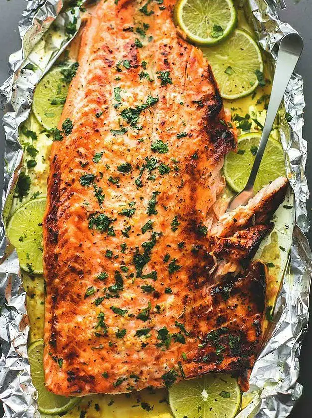 Baked Honey Cilantro Lime Salmon in Foil