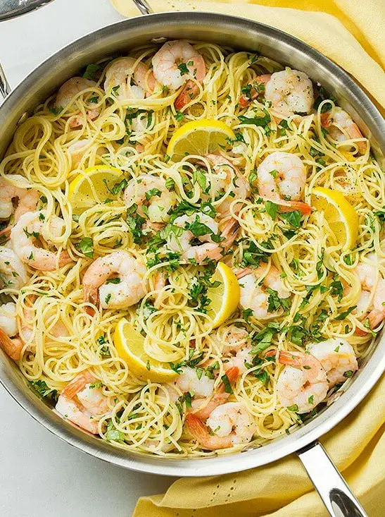 Lemon-Parmesan Angel Hair Pasta with Shrimp