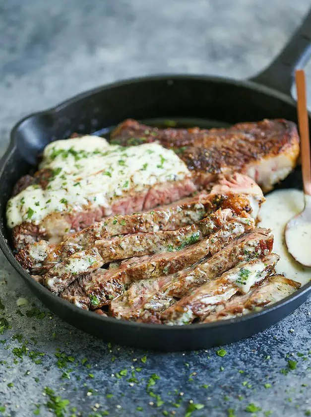 Steak with Garlic Parmesan Cream Sauce