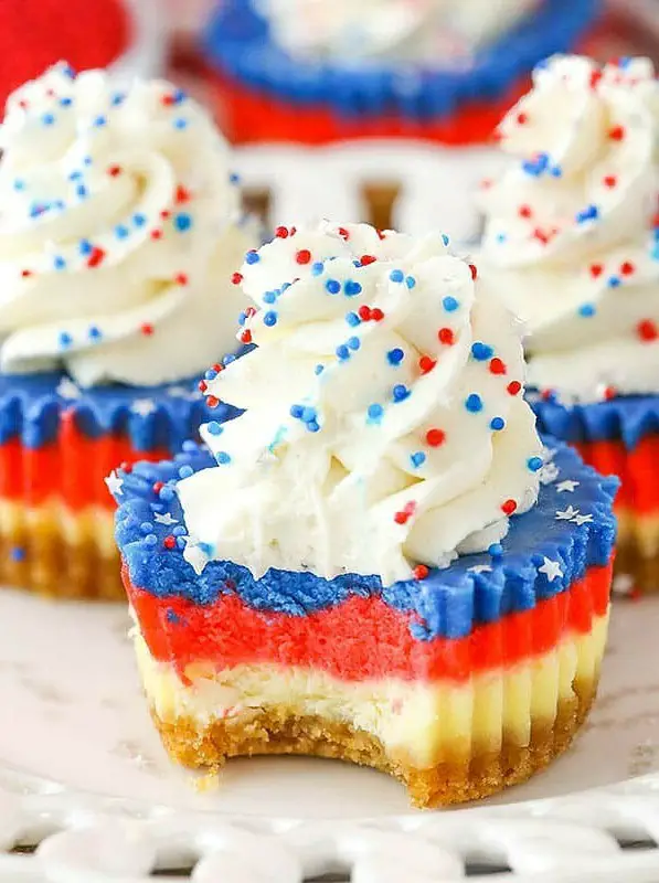 Red, White and Blue Mini Cheesecakes