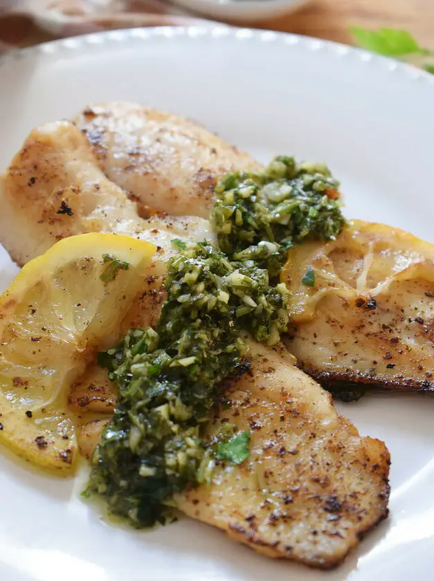 Pan Fried Perch with Lemon Parsley Sauce