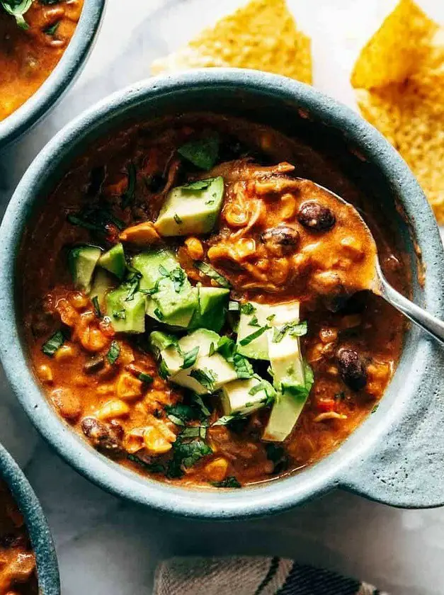 Queso Chicken Chili with Roasted Corn and Jalapeño