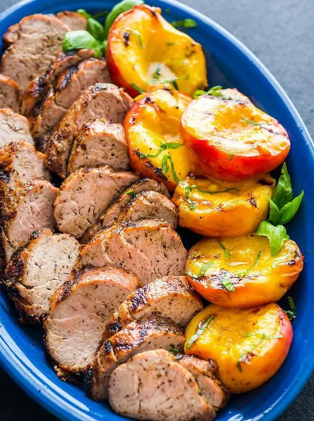 Grilled Pork Tenderloin and Grilled Peaches