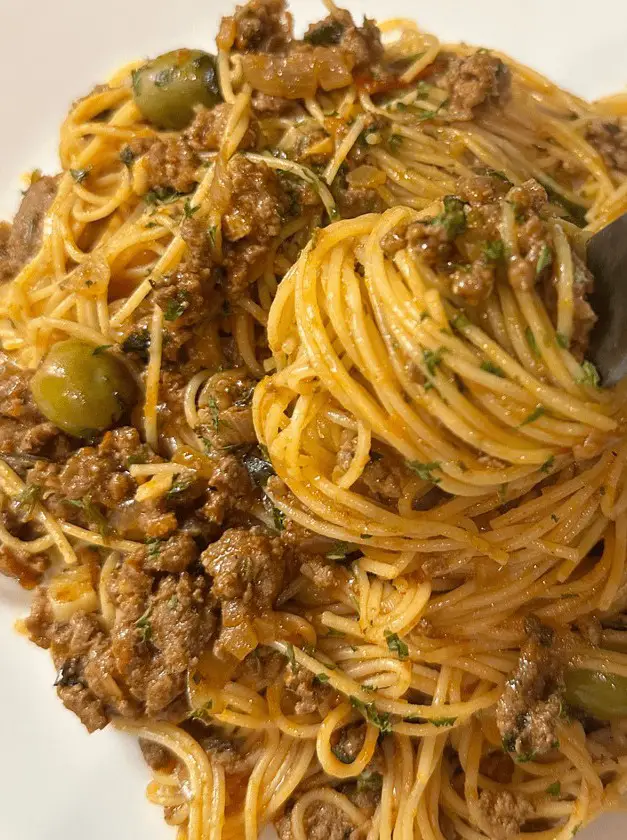 Angel Hair Pasta with Ground Beef