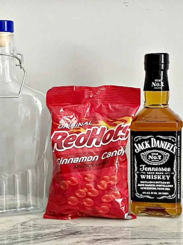 Cinnamon Infused Whiskey with Red Hots