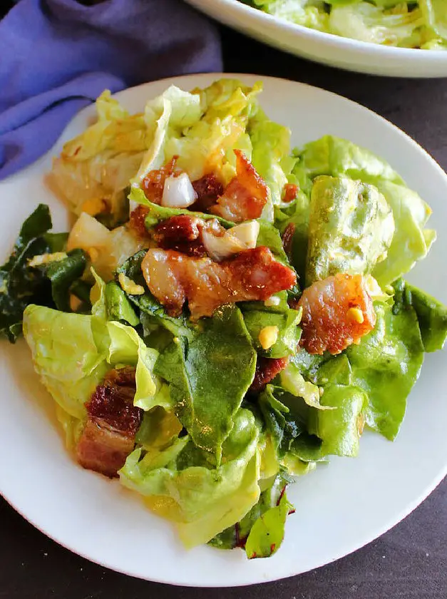 Wilted Lettuce Salad with Warm Bacon Dressing