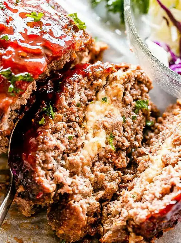 Mozzarella Stuffed Crockpot Meatloaf