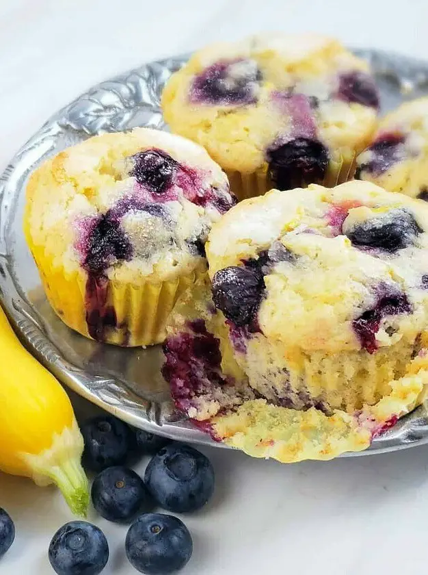 One-Bowl Lemon Blueberry Yellow Squash Muffins