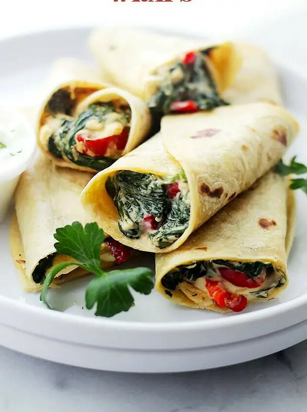 Creamy Spinach and Feta Cheese Tortilla Wraps