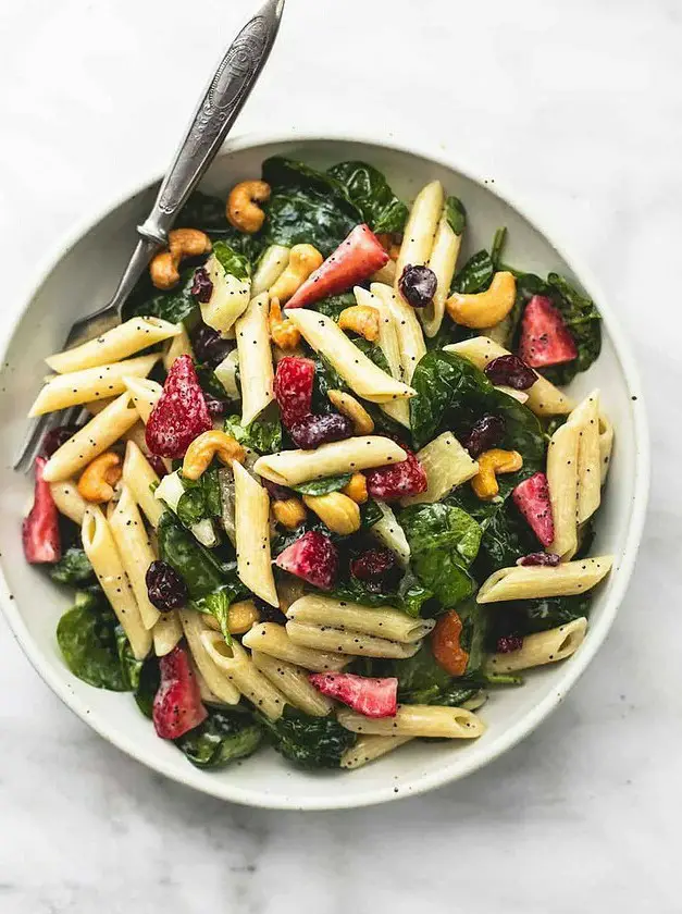 Strawberry Spinach Pasta Salad