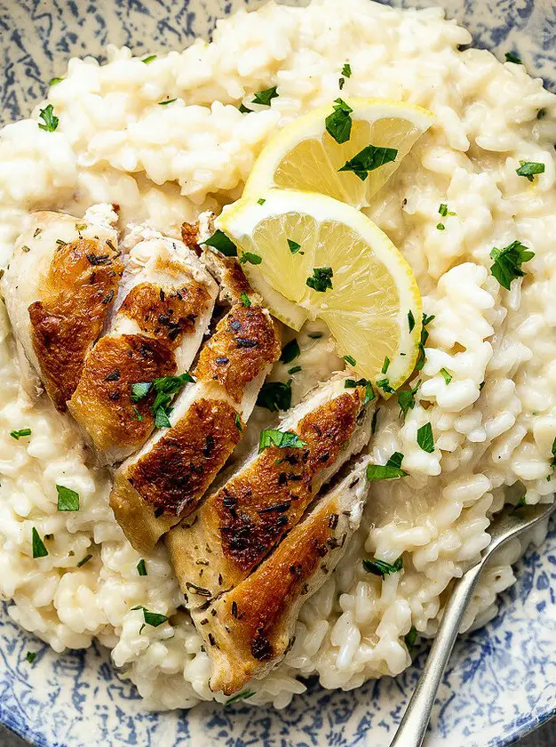 Lemon Risotto with Pan-Roasted Chicken