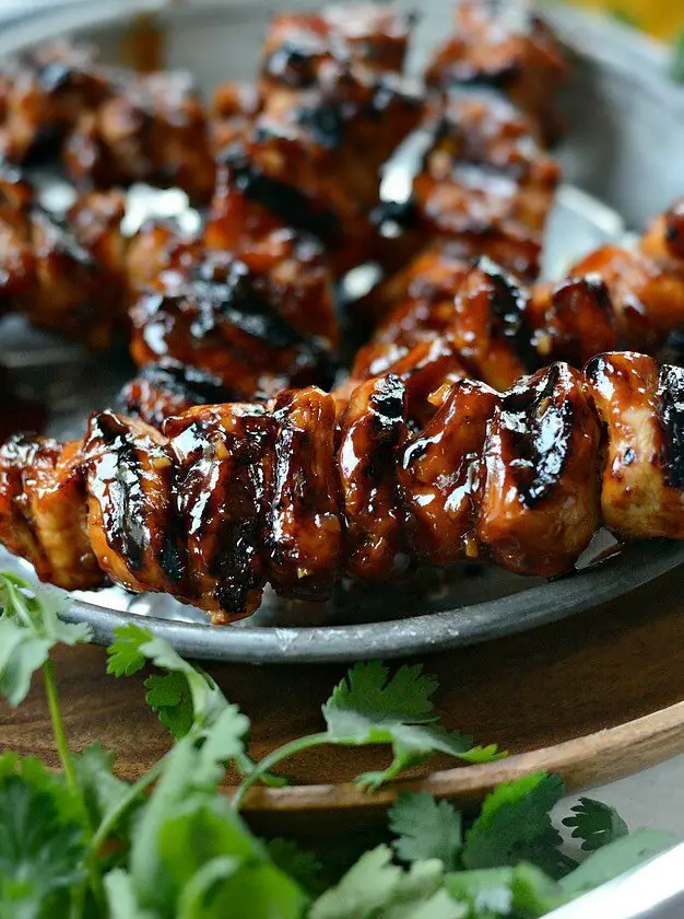 Grilled Sticky Sweet Chicken Skewers