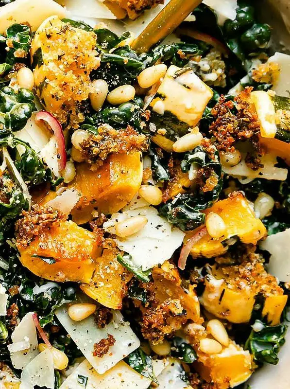 Autumn Caesar Salad with Roasted Delicata Squash Croutons