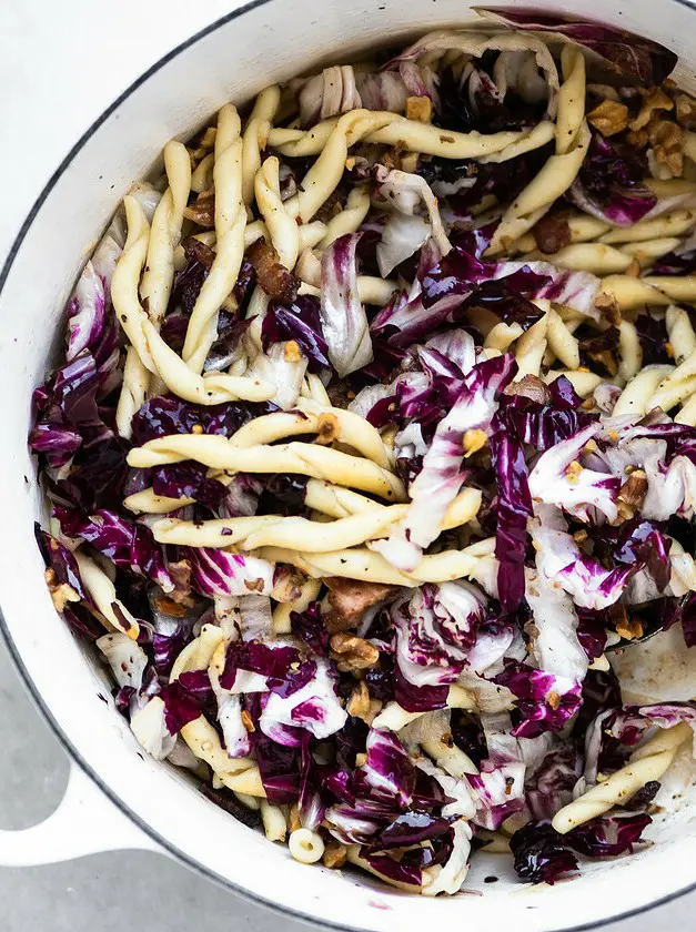 Pasta with Radicchio, Bacon, and Walnuts