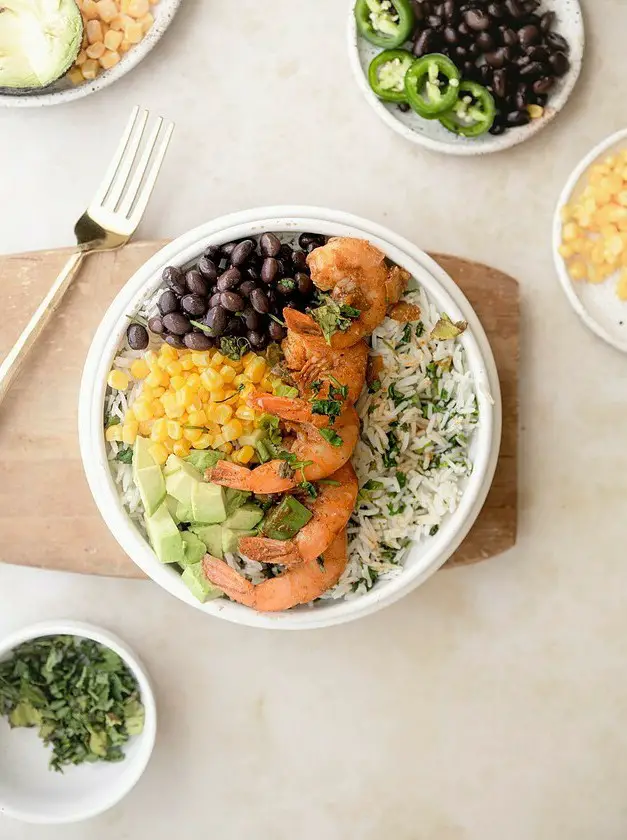 Healthy Burrito Bowl with Southwest Shrimp