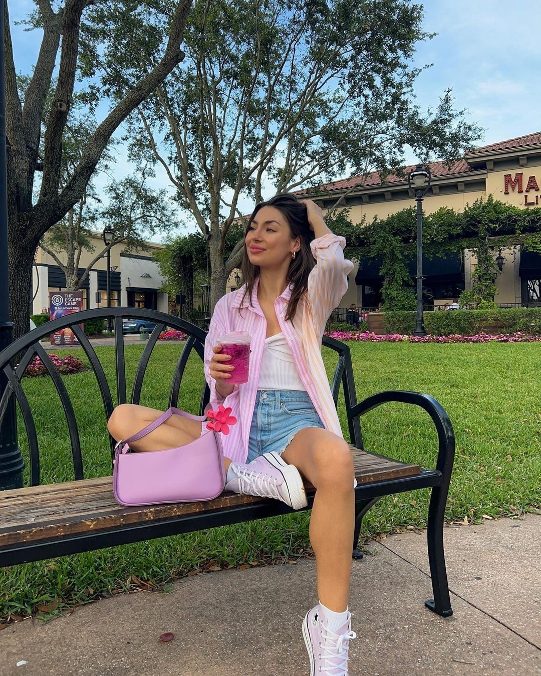 STRIPED SHIRT + TUBE TOP + SHORTS