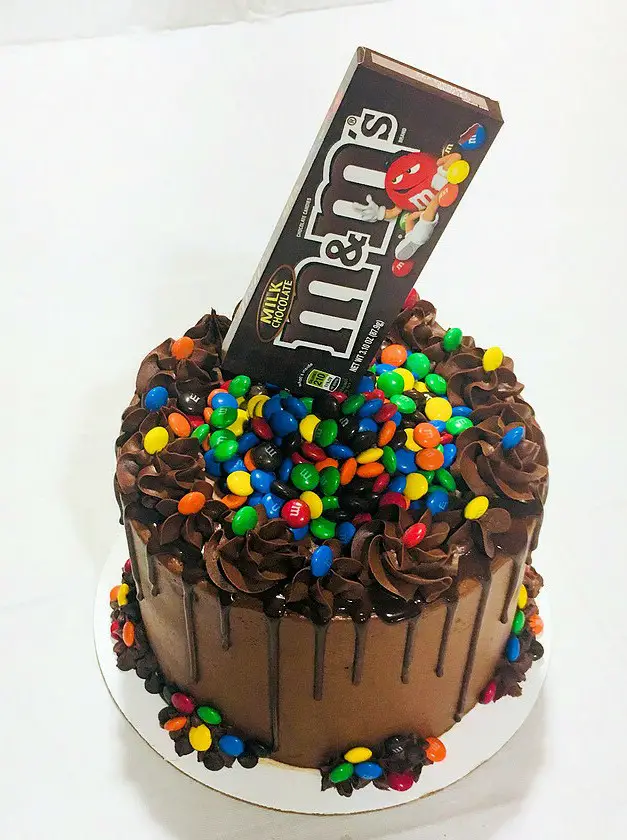 Candy-filled M&M Drip Cake