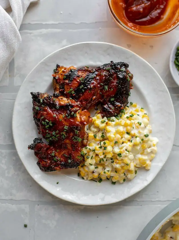 Chipotle Beer BBQ Chicken with Creamed Corn