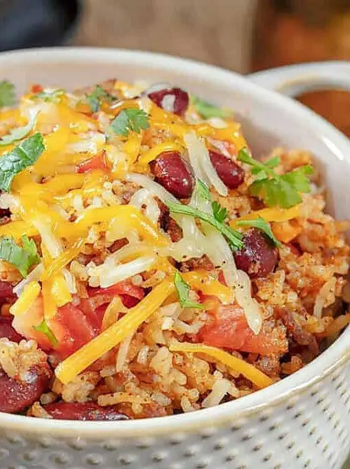 Mexican Ground Beef Casserole with Rice and Beans