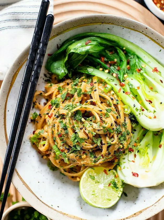 Spicy Tahini Noodles with Bok Choy