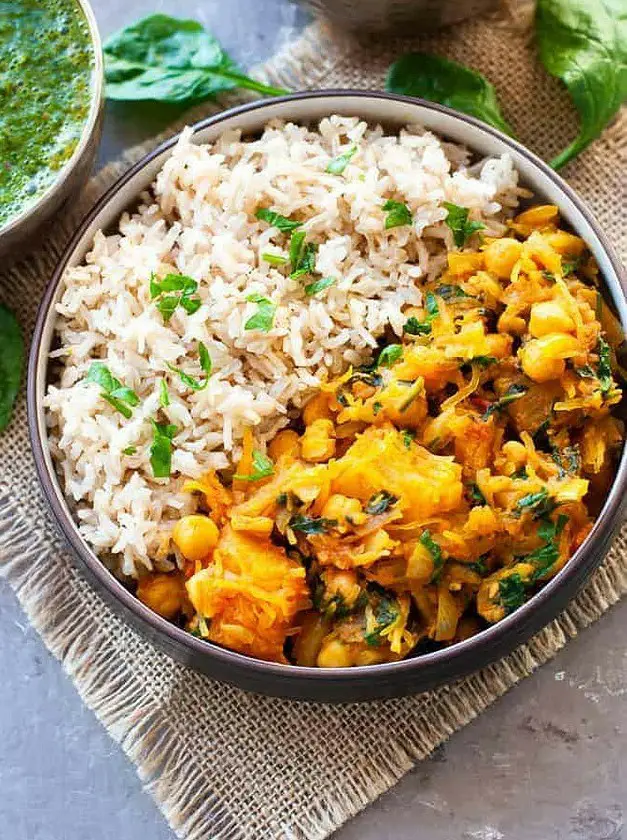 Butternut Squash and Chickpea Curry with Spinach