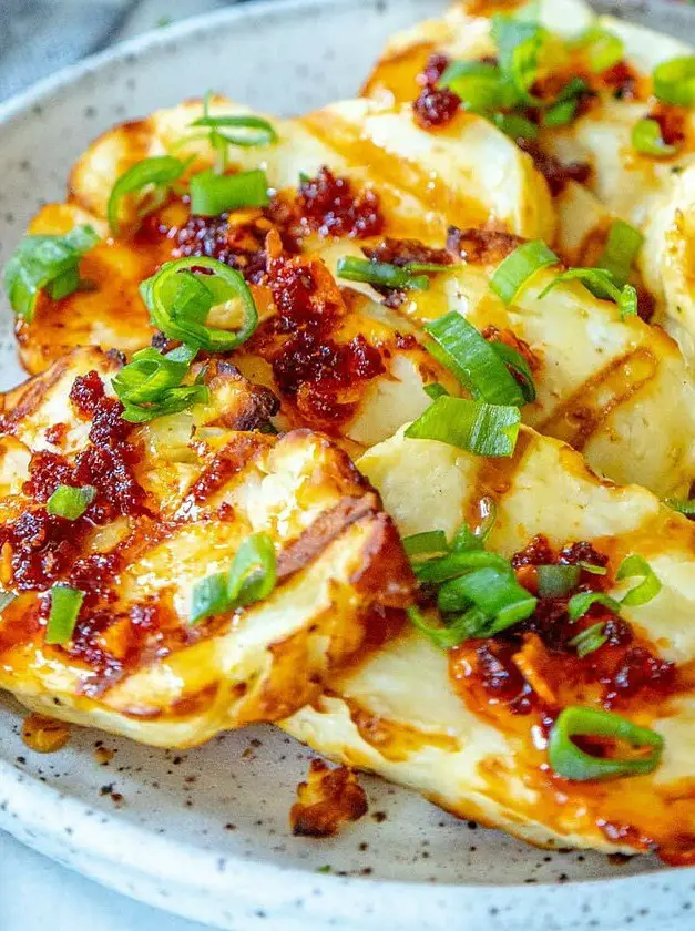 Spicy Honey Garlic Grilled Haloumi