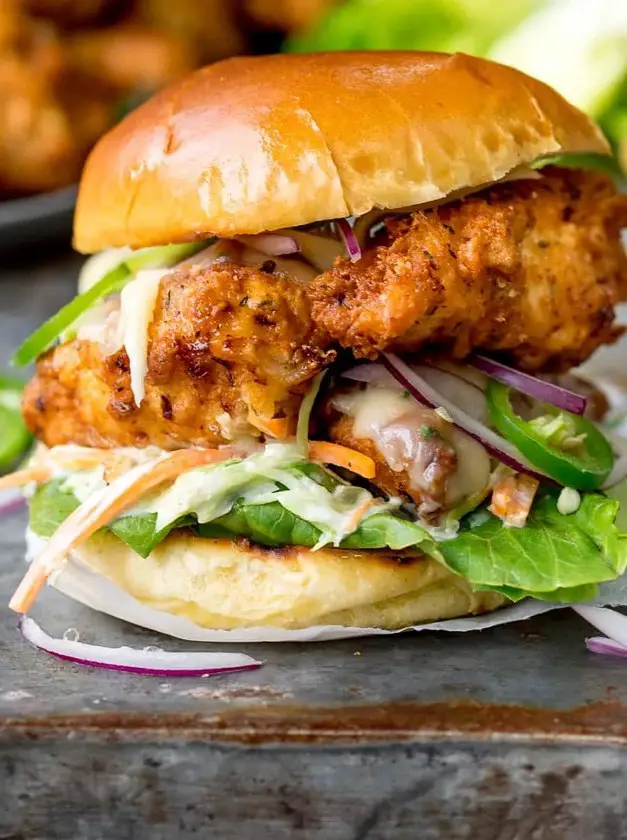 Crispy Chicken Burger with Honey Mustard Coleslaw