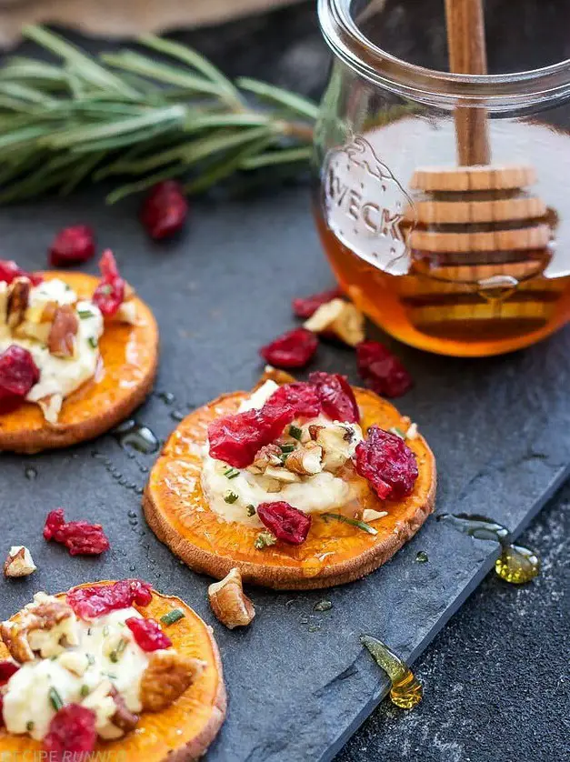 Cranberry, Pecan, Goat Cheese, Sweet Potato Bites