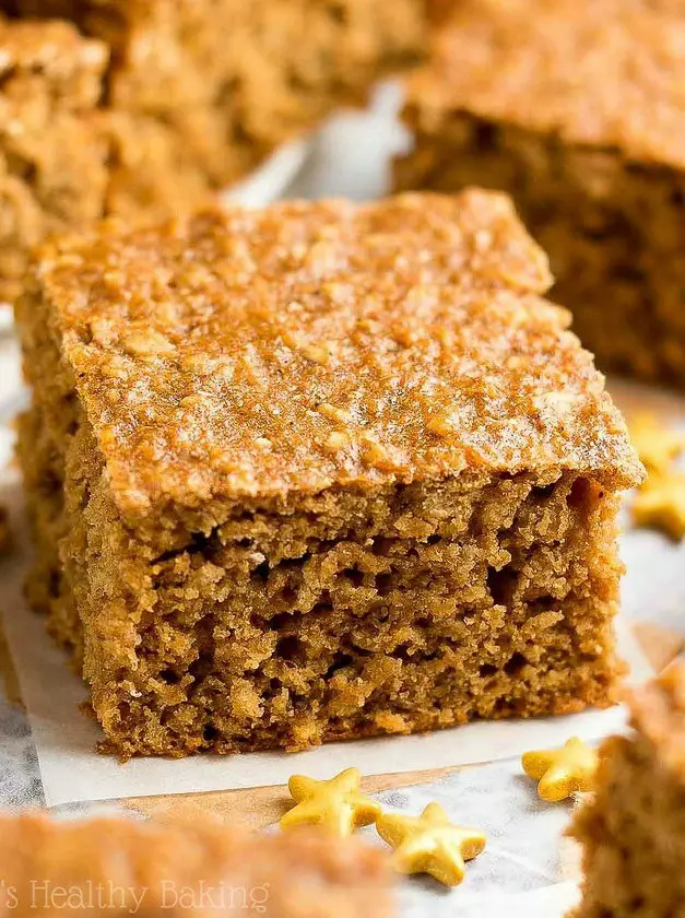 Healthy Gingerbread Oatmeal Snack Cake