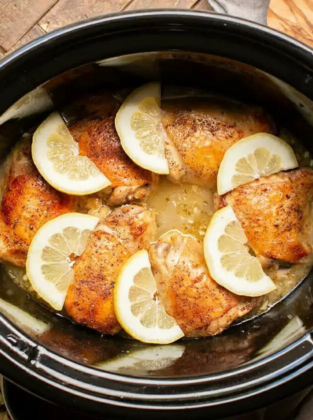 Slow Cooker Lemon Pepper Chicken Thighs